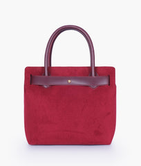 RTW Creation - Burgundy suede handbag with front buckle