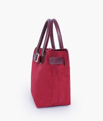 RTW Creation - Burgundy suede handbag with front buckle