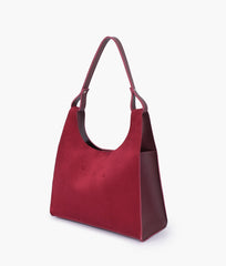 RTW Creation - Burgundy suede hobo tote bag