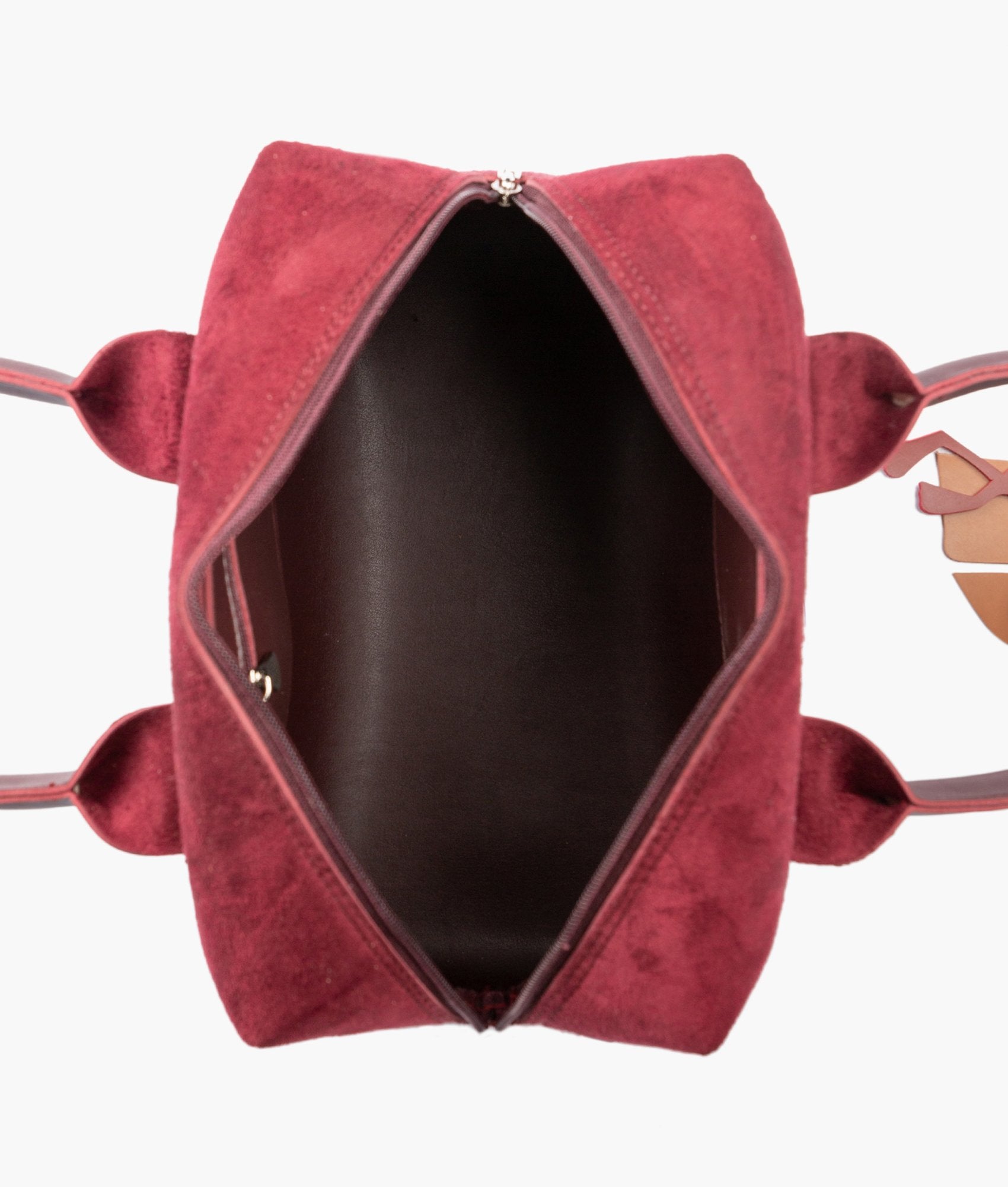 RTW Creation - Burgundy suede mini bowling bag