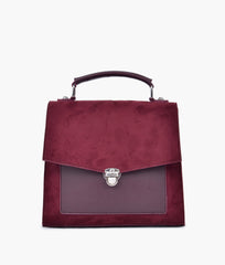 RTW Creation - Burgundy suede push-lock messenger bag