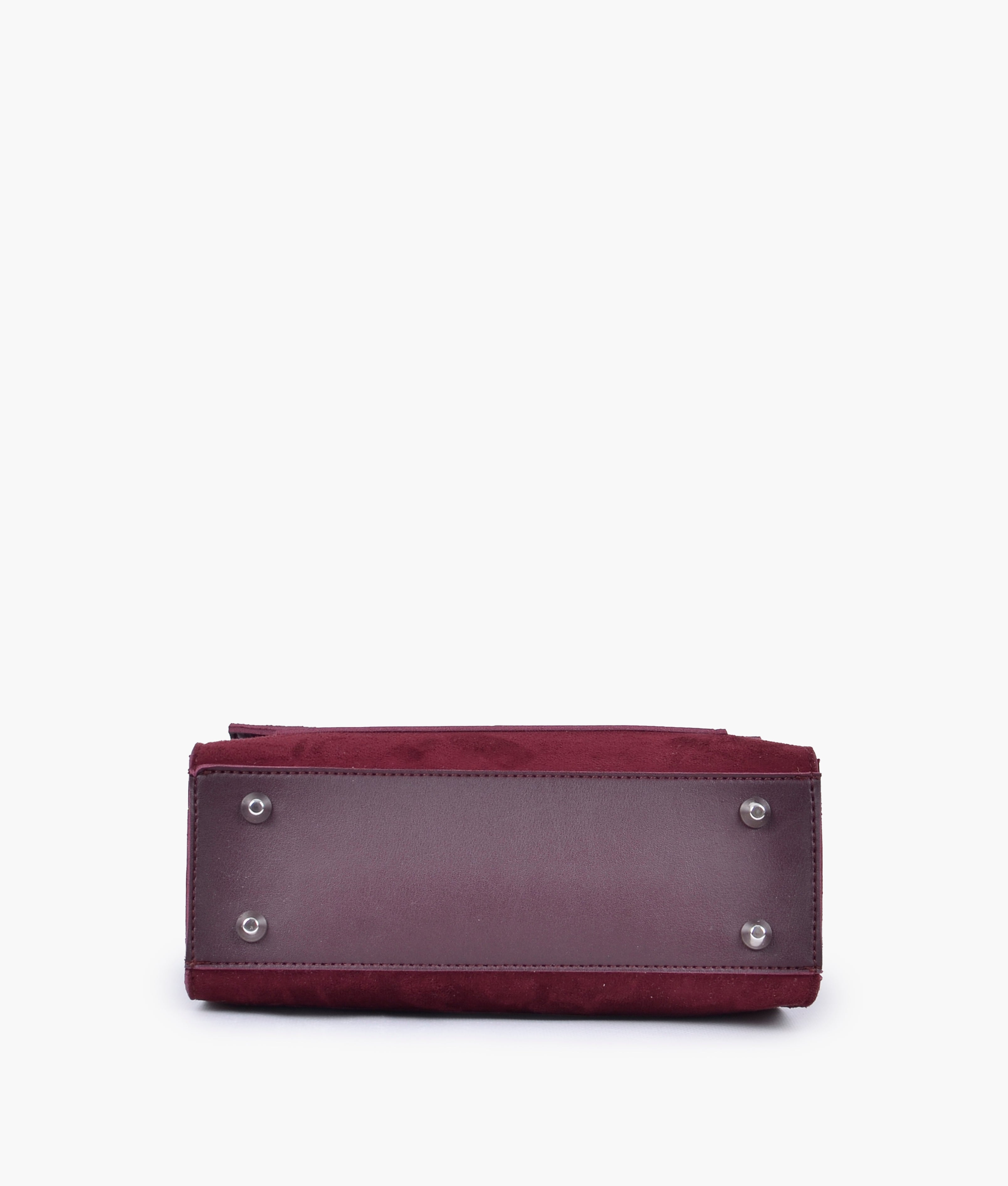 RTW Creation - Burgundy suede push-lock messenger bag