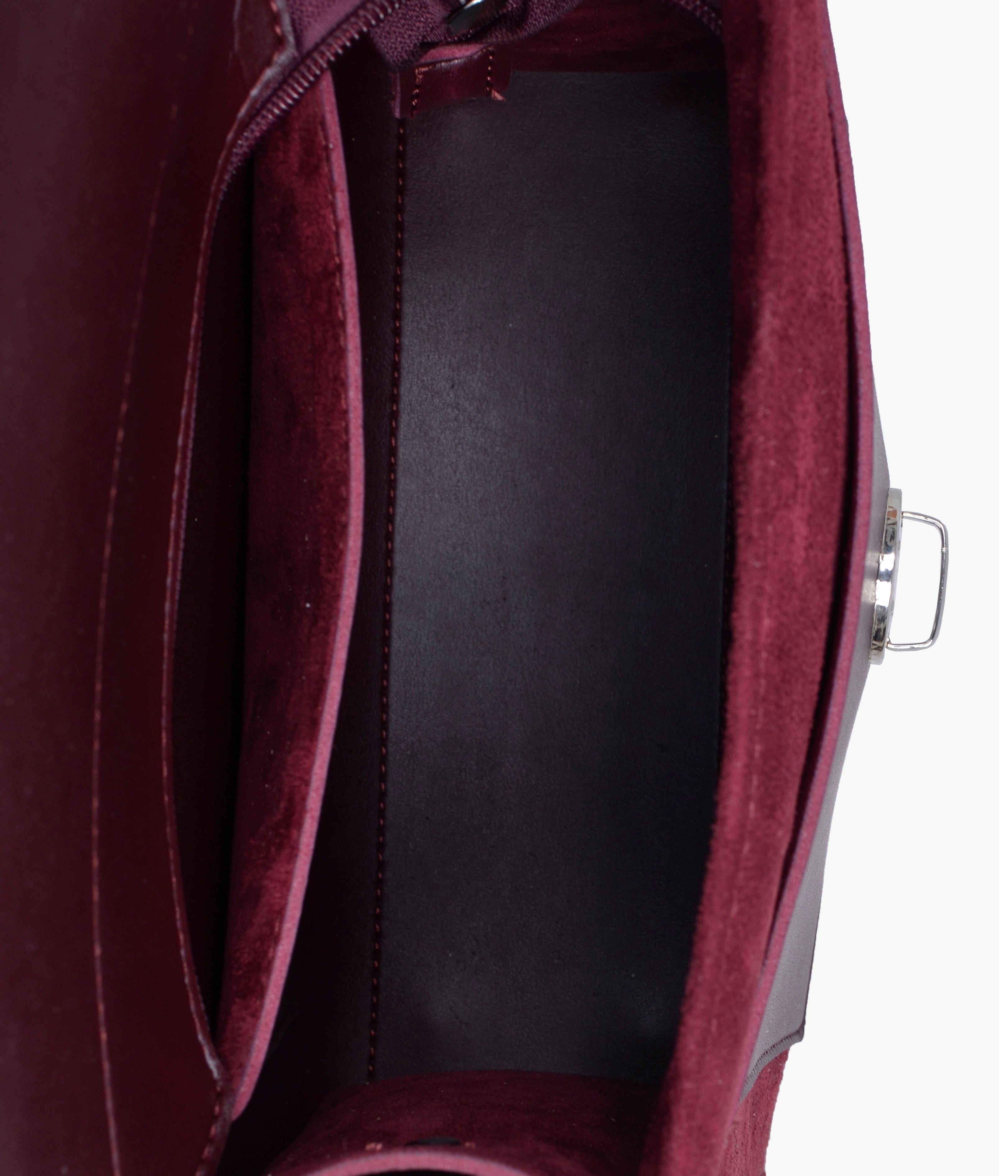RTW Creation - Burgundy suede push-lock messenger bag