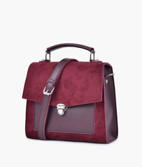 RTW Creation - Burgundy suede push-lock messenger bag