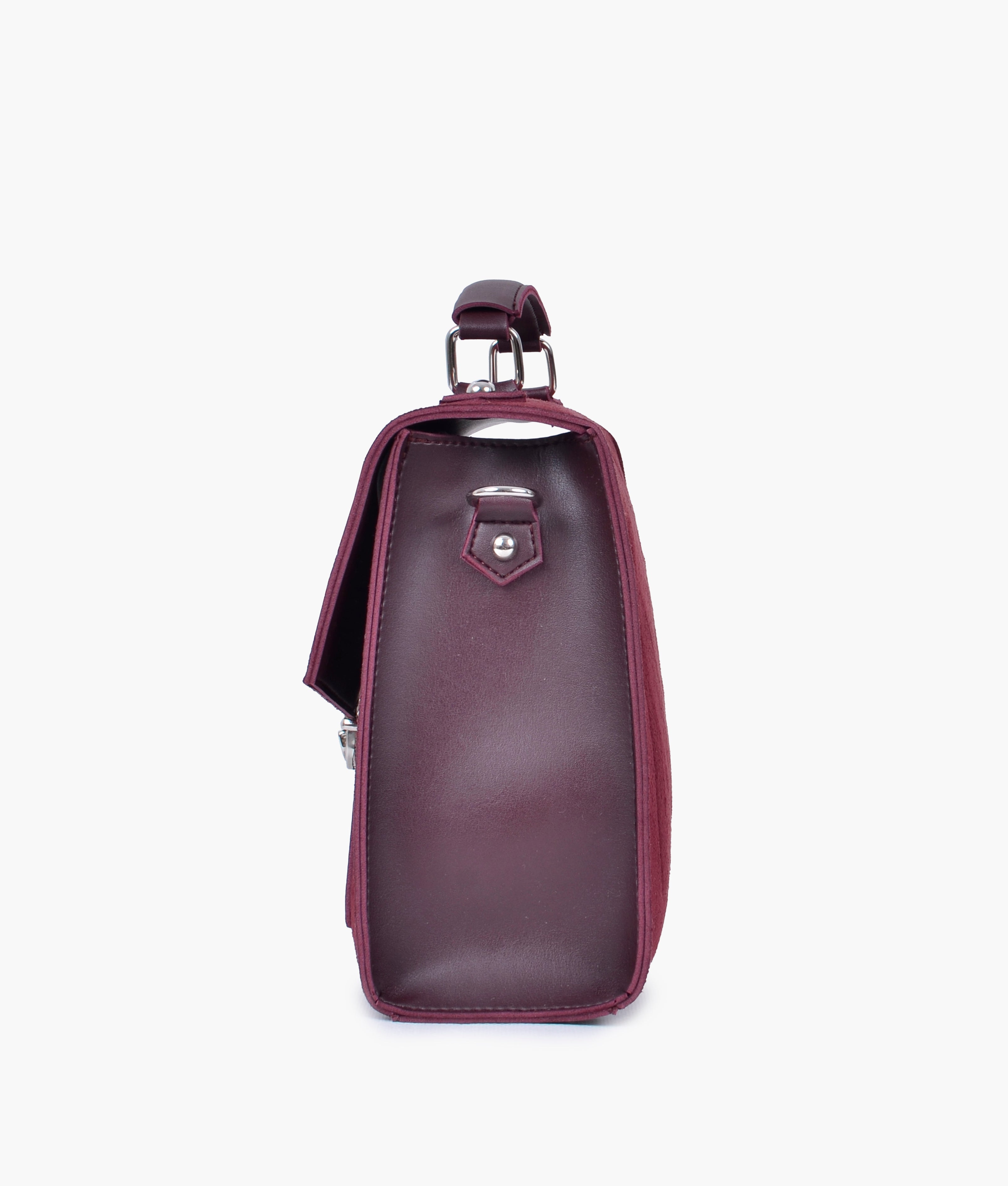 RTW Creation - Burgundy suede push-lock messenger bag