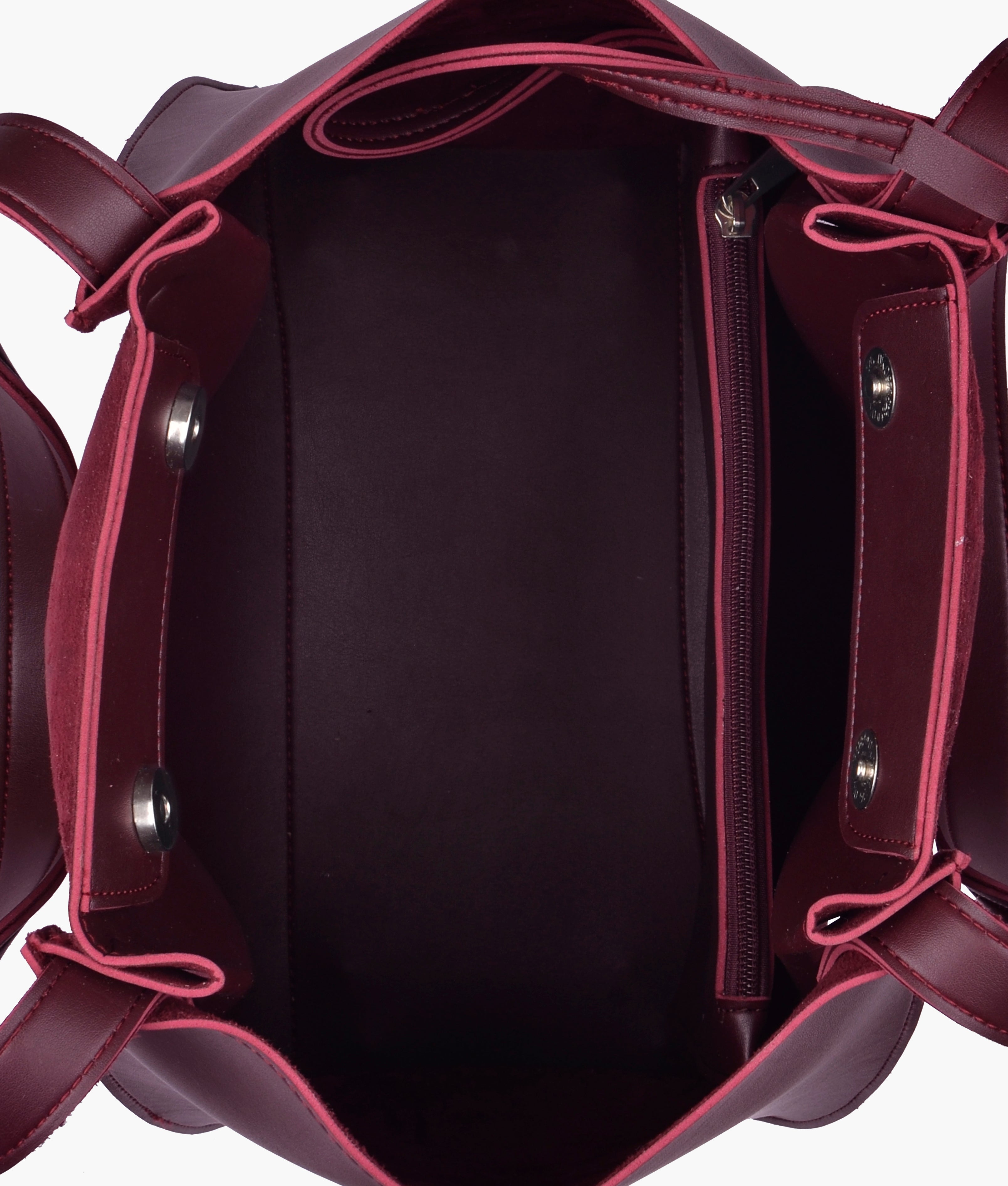 RTW Creation - Burgundy suede shopping tote bag