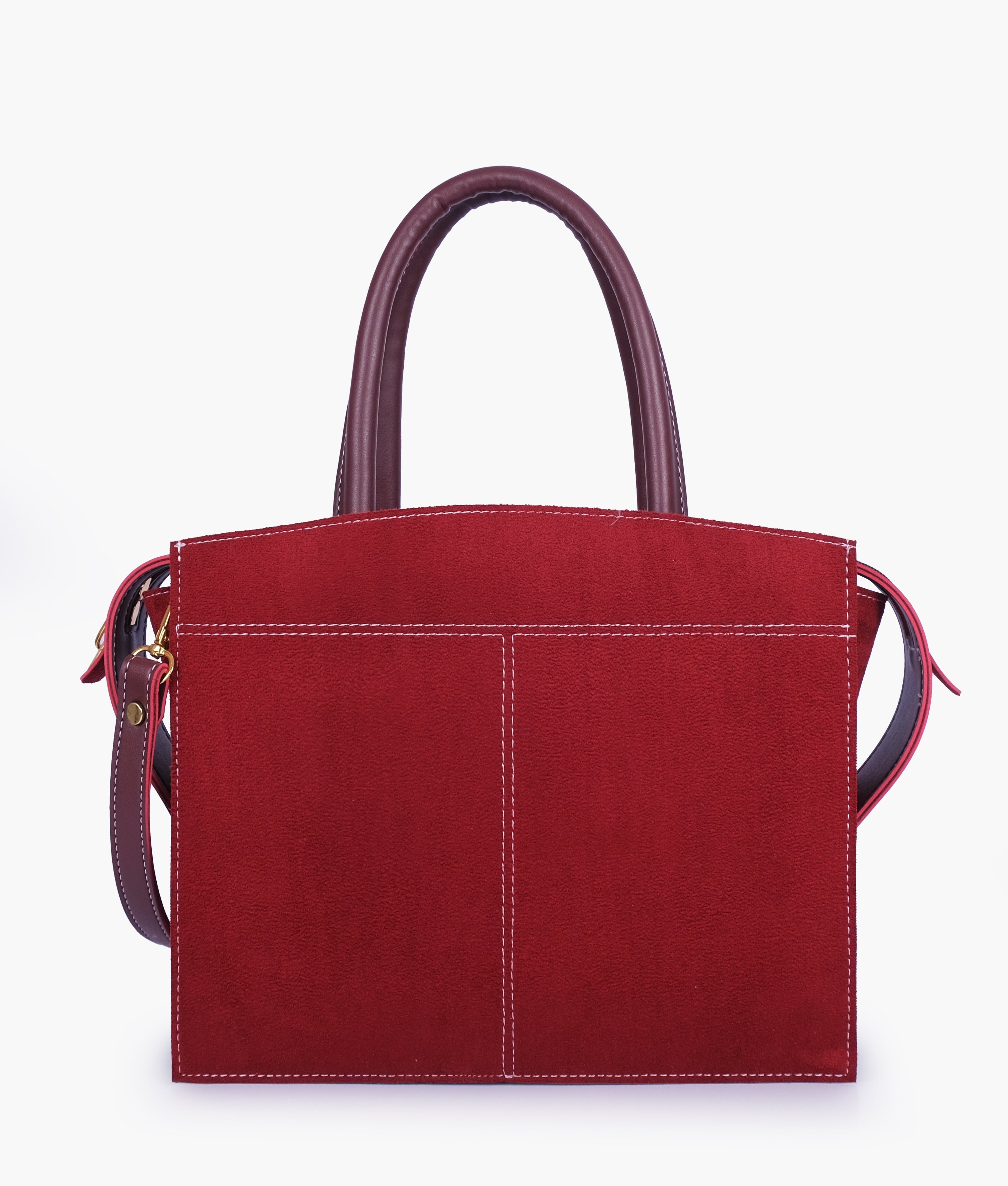RTW Creation - Burgundy suede trapeze top-handle bag