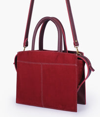 RTW Creation - Burgundy suede trapeze top-handle bag