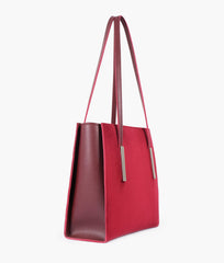 RTW Creation - Burgundy suede zipper shoulder bag with long handle