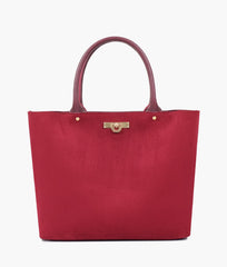 RTW Creation - Burgundy suede zipper tote bag