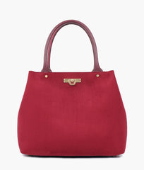 RTW Creation - Burgundy suede zipper tote bag