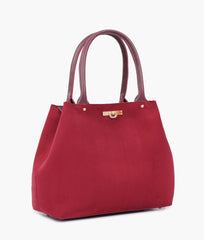 RTW Creation - Burgundy suede zipper tote bag