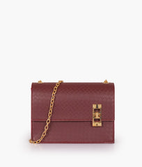 RTW Creation - Burgundy weaved chain shoulder bag with twist lock
