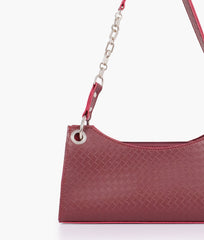 RTW Creation - Burgundy weaved elongated chain handle purse