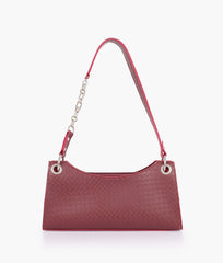 RTW Creation - Burgundy weaved elongated chain handle purse