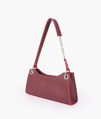 RTW Creation - Burgundy weaved elongated chain handle purse