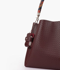 RTW Creation - Burgundy weaved handbag with braided handle
