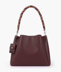 RTW Creation - Burgundy weaved handbag with braided handle