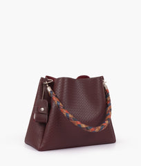RTW Creation - Burgundy weaved handbag with braided handle