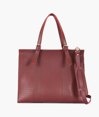 RTW Creation - Burgundy weaved laptop bag with sleeve