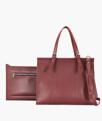 RTW Creation - Burgundy weaved laptop bag with sleeve