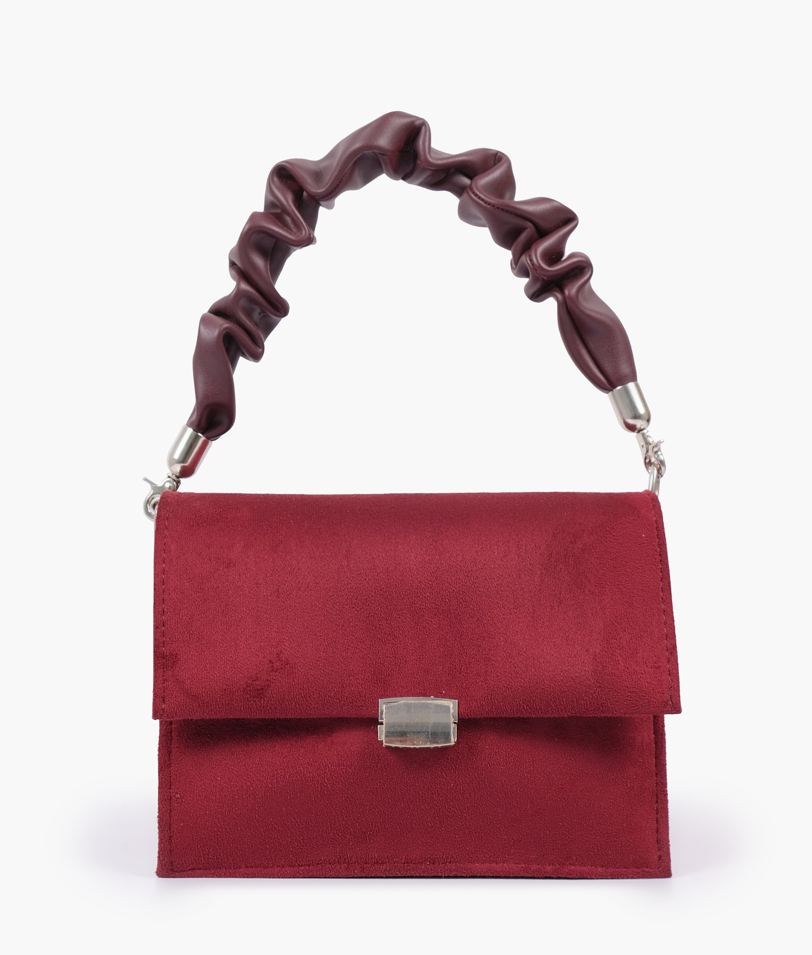 RTW Creation - Burgundy suede top-handle mini cross-body bag