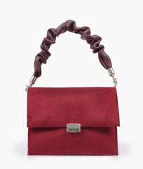 RTW Creation - Burgundy suede top-handle mini cross-body bag
