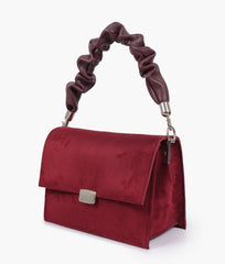 RTW Creation - Burgundy suede top-handle mini cross-body bag
