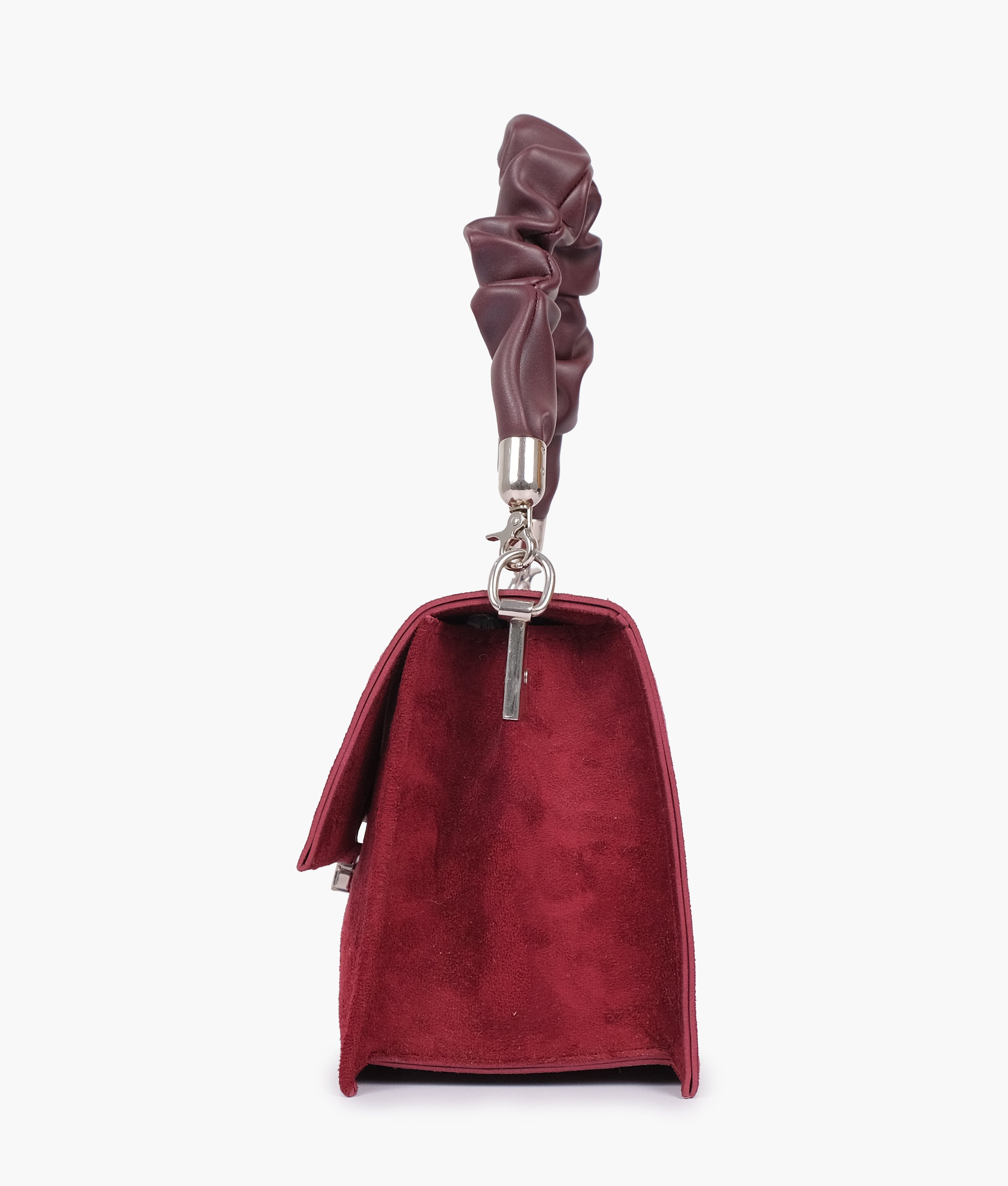 RTW Creation - Burgundy suede top-handle mini cross-body bag