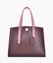 RTW Creation - Burgundy with pink multi compartment satchel bag