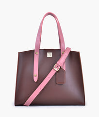 RTW Creation - Burgundy with pink multi compartment satchel bag