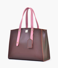 RTW Creation - Burgundy with pink multi compartment satchel bag