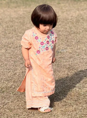 Urban Cut Girls Raw Silk 2Pcs Delicate-Peach