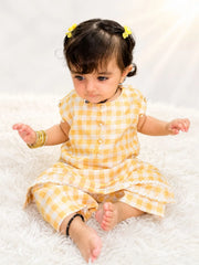 Urban Cut Yellow Check Print Infant 2-Piece Set-K0013