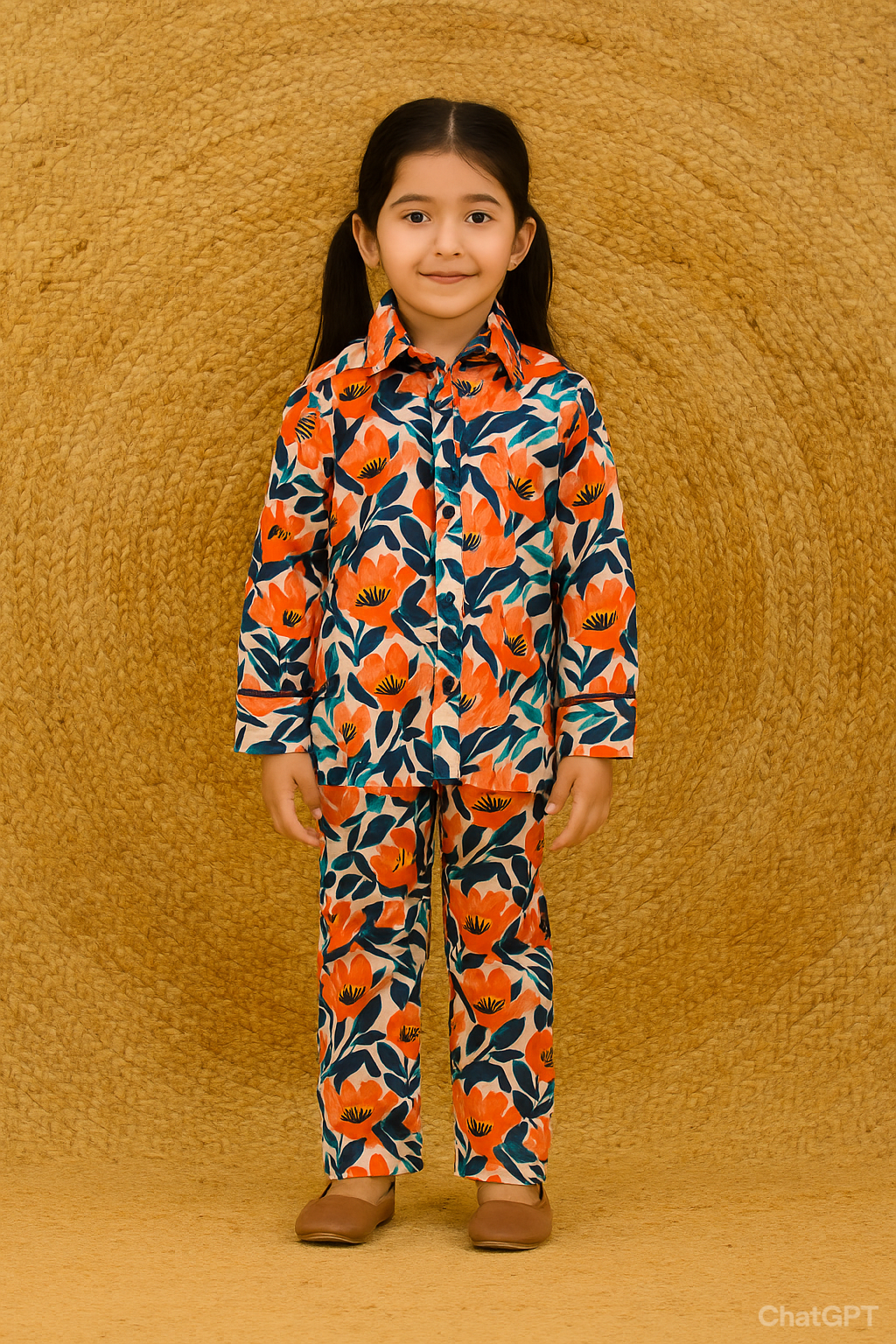 Hiba Fashion Blue and Orange printed Lawn Co-ord Set (BSCS-003)