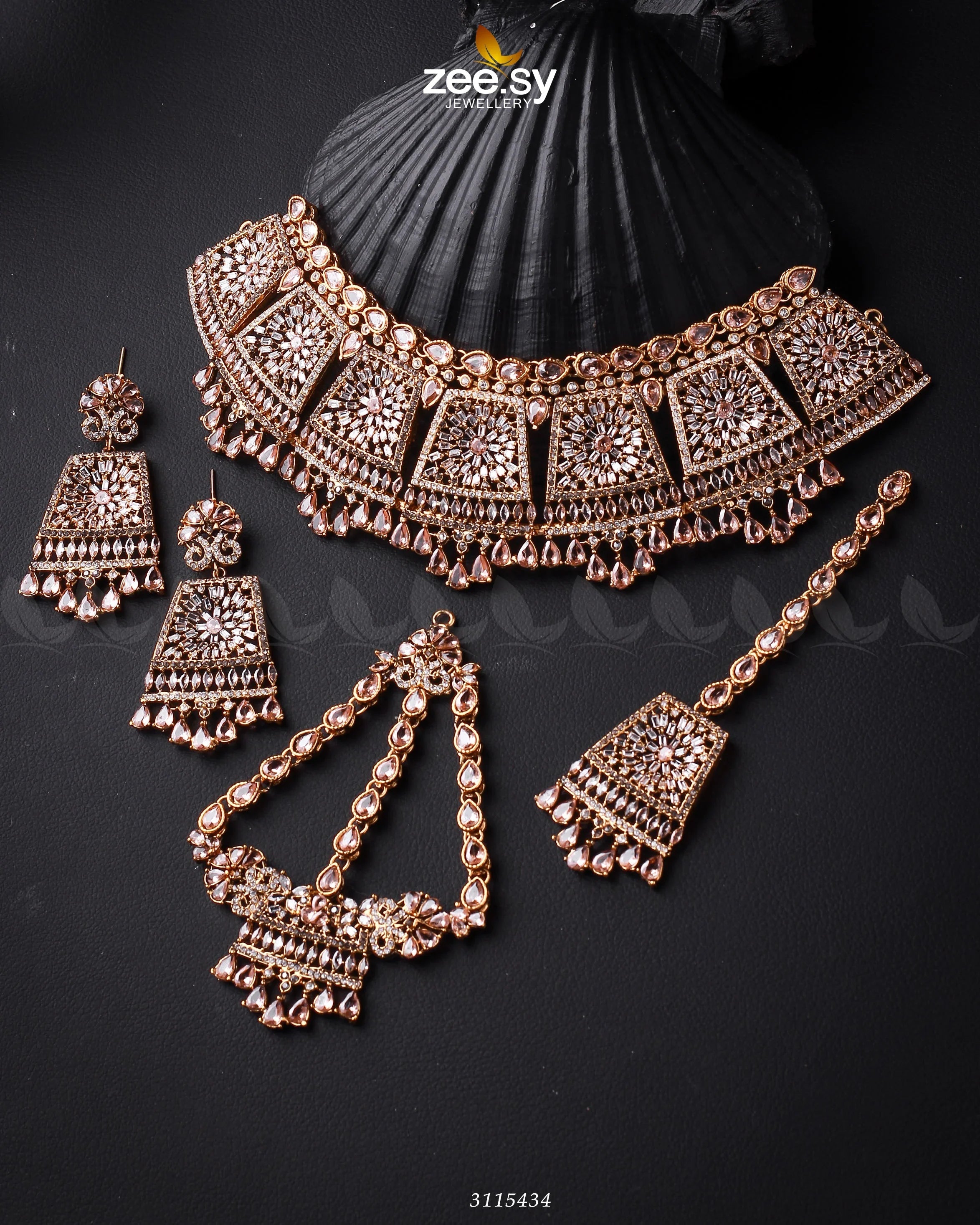 Royal Bridal Set Golden Champagne - Zeesy Jewellery
