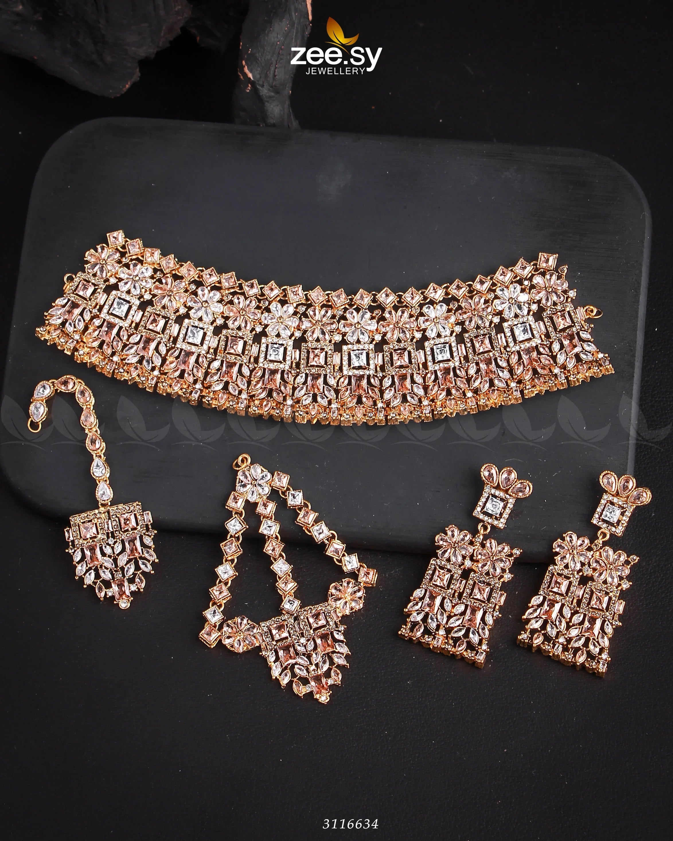 Rihanna Bridal Sets Golden Champagne - Zeesy Jewellery