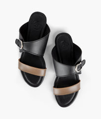 RTW Creation - Chikoo and black buckle-up flats