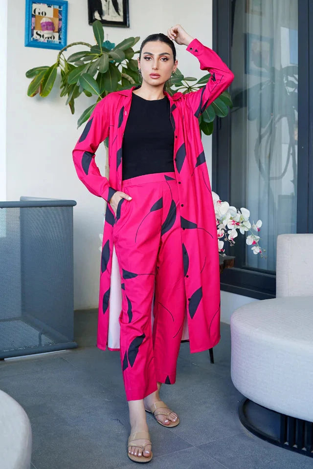 Dhaga Stitched 2 Piece Solids Crepe Summer Collection'2025-Carmine