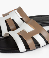 RTW Creation - Coffee and white color-blocking flats