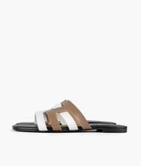 RTW Creation - Coffee and white color-blocking flats