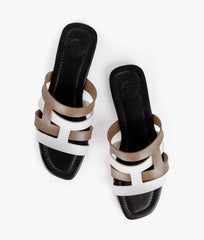 RTW Creation - Coffee and white color-blocking flats