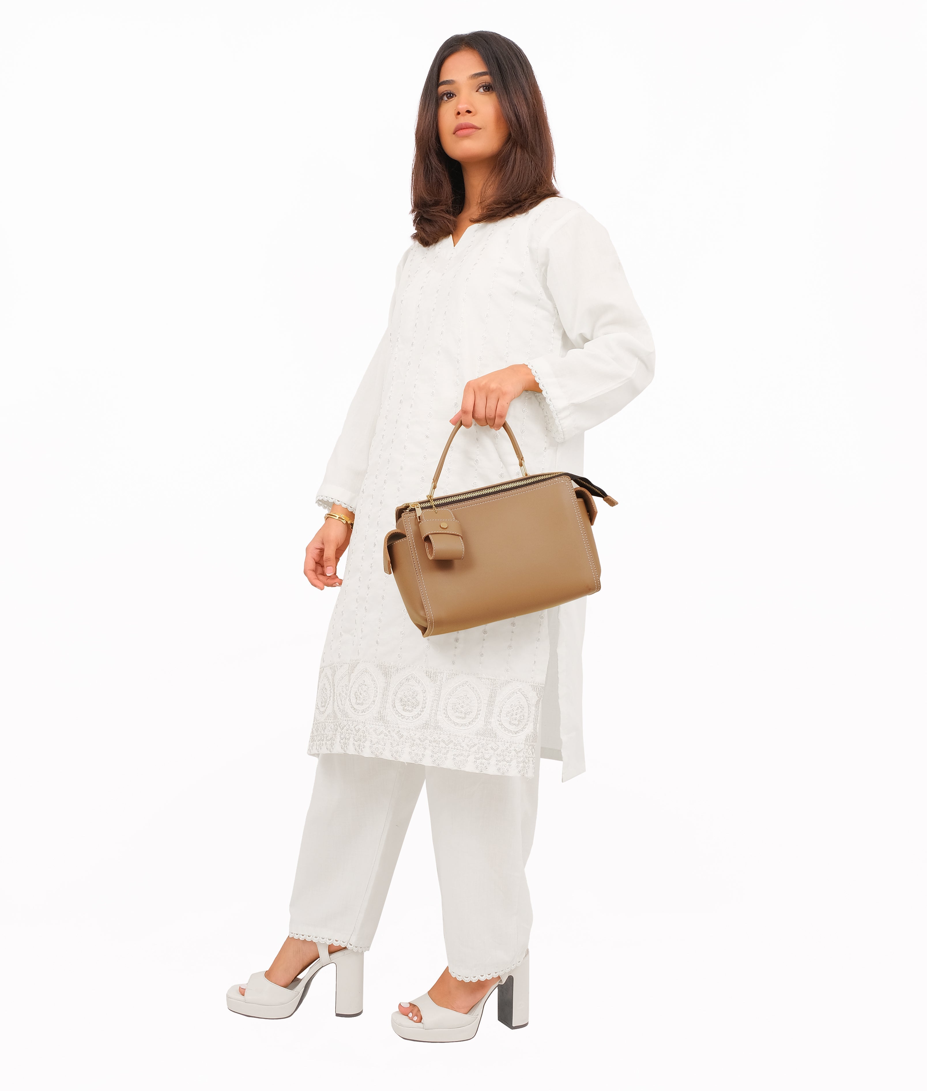 RTW Creation - Coffee bowling bag with top-handle