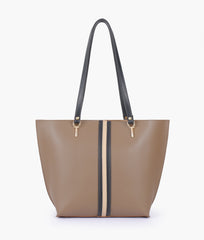 RTW Creation - Coffee centre-stripe tote bag
