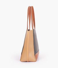 RTW Creation - Coffee color block tote bag