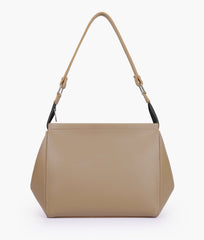 RTW Creation - Coffee suede trio twist handbag