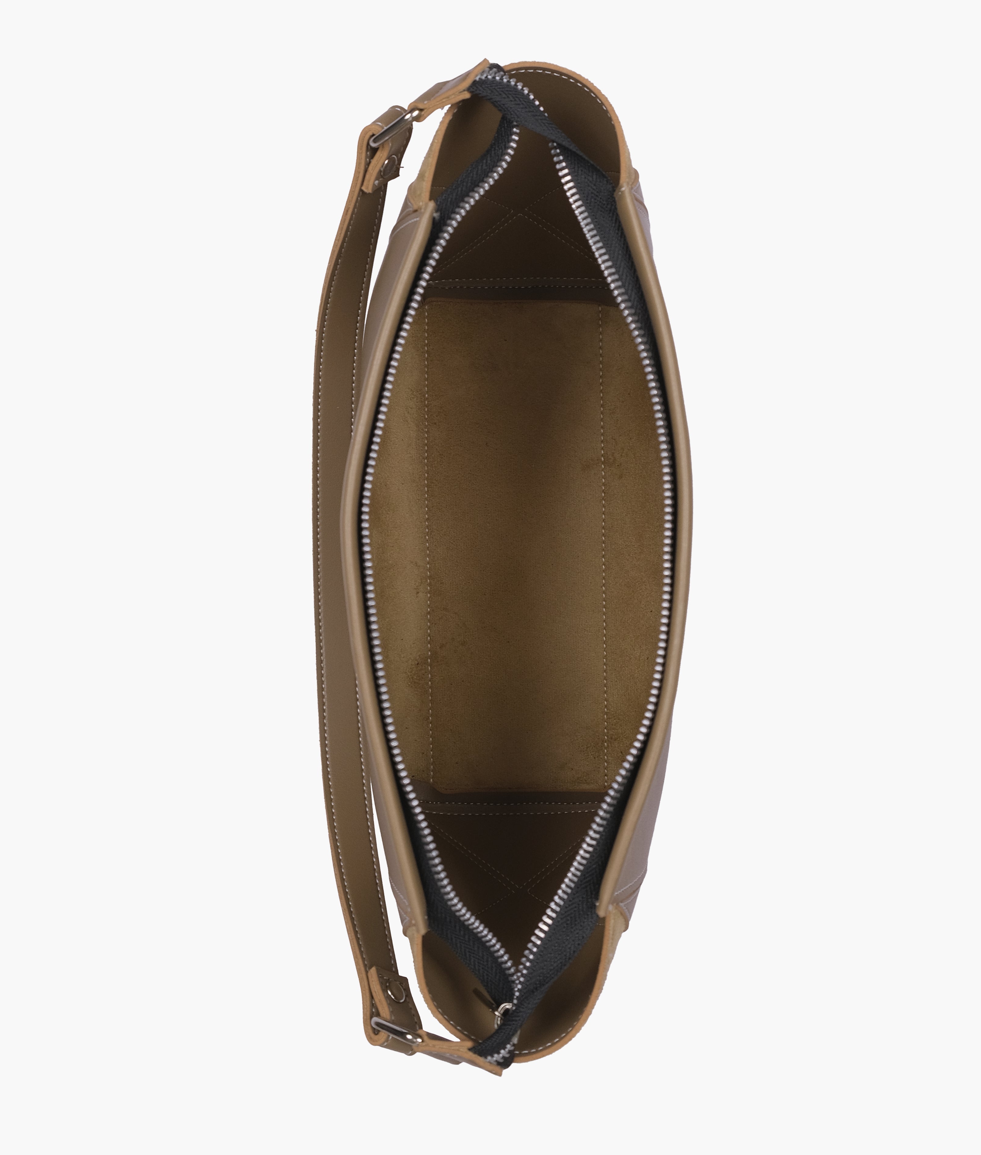 RTW Creation - Coffee suede trio twist handbag