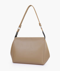 RTW Creation - Coffee suede trio twist handbag