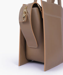 RTW Creation - Coffee trapeze top-handle bag