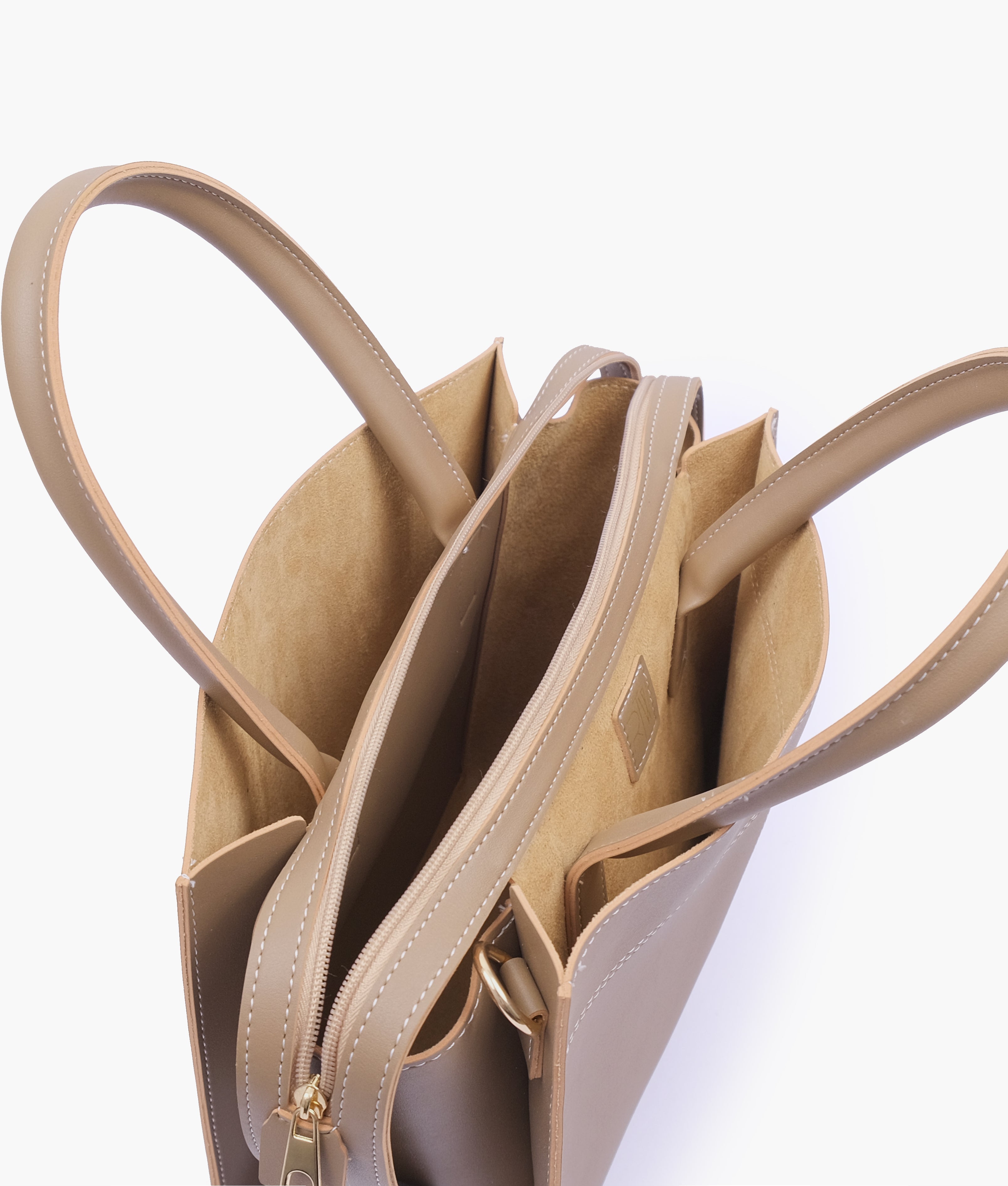 RTW Creation - Coffee trapeze top-handle bag